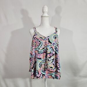 Crown & Ivy floral print tank top women's size medium